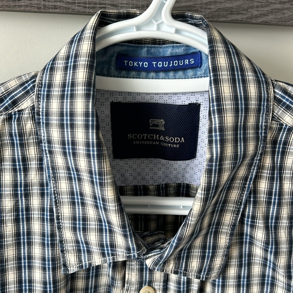 Scotch & Soda Blue Plaid Check Button-Down Casual Shirt - Medium - Picture 2 of 10